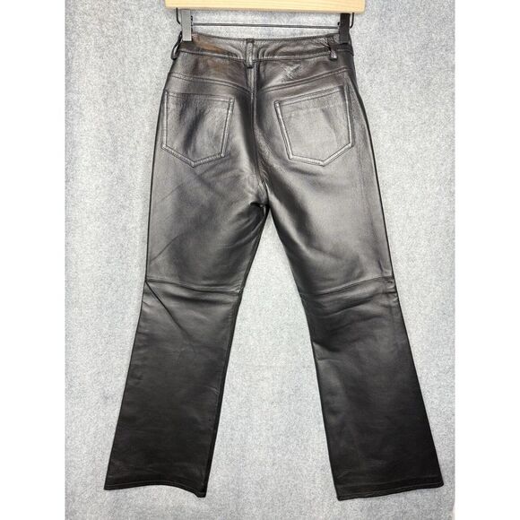 VTG Newport News Jeanology Women's Sz 2P Genuine Leather Pants Fully Lined Black - Picture 1 of 10